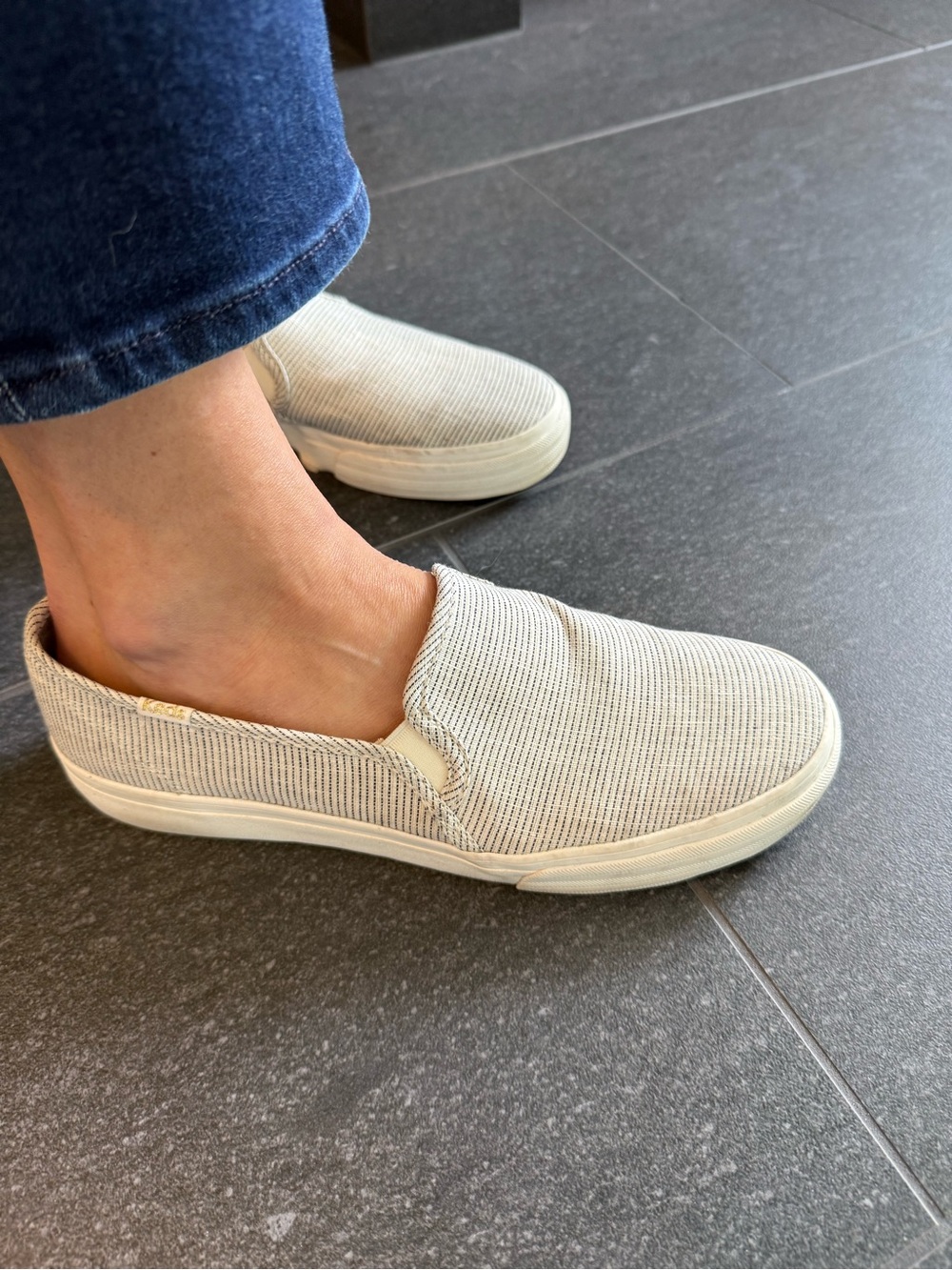 Keds Slip-On Canvas Sneakers - white with Subtle Stripe